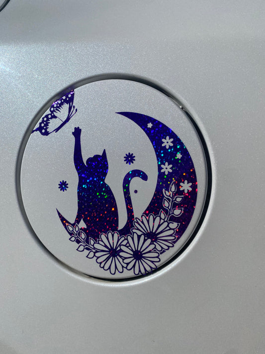 Cat on Moon Car Decal