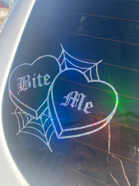 Bite Me Candy Hearts Car Decal