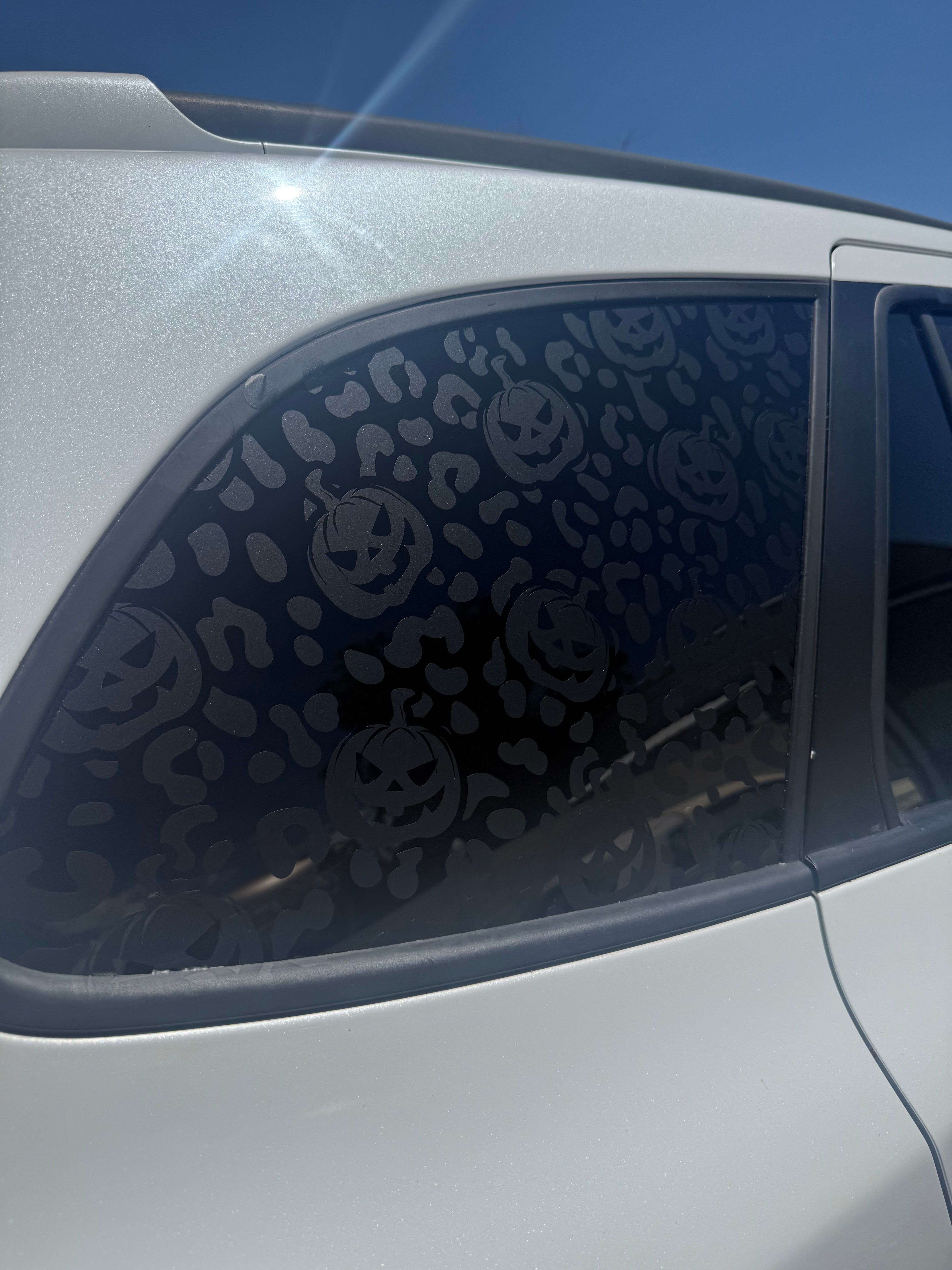 Pumpkins And Leopard Print Full Coverage Car Window Decal
