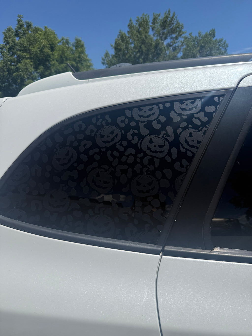 Pumpkins And Leopard Print Full Coverage Car Window Decal