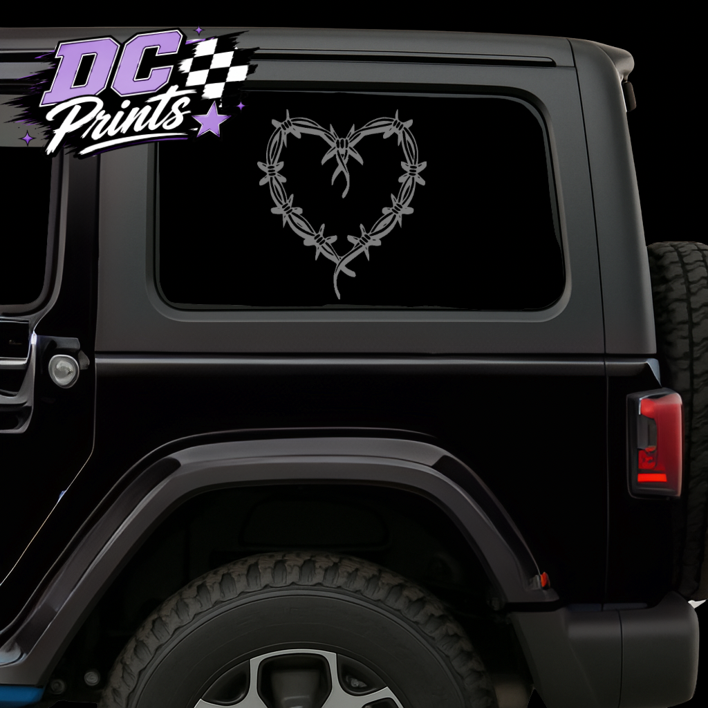 Barbed Wire Heart Car Window Decal
