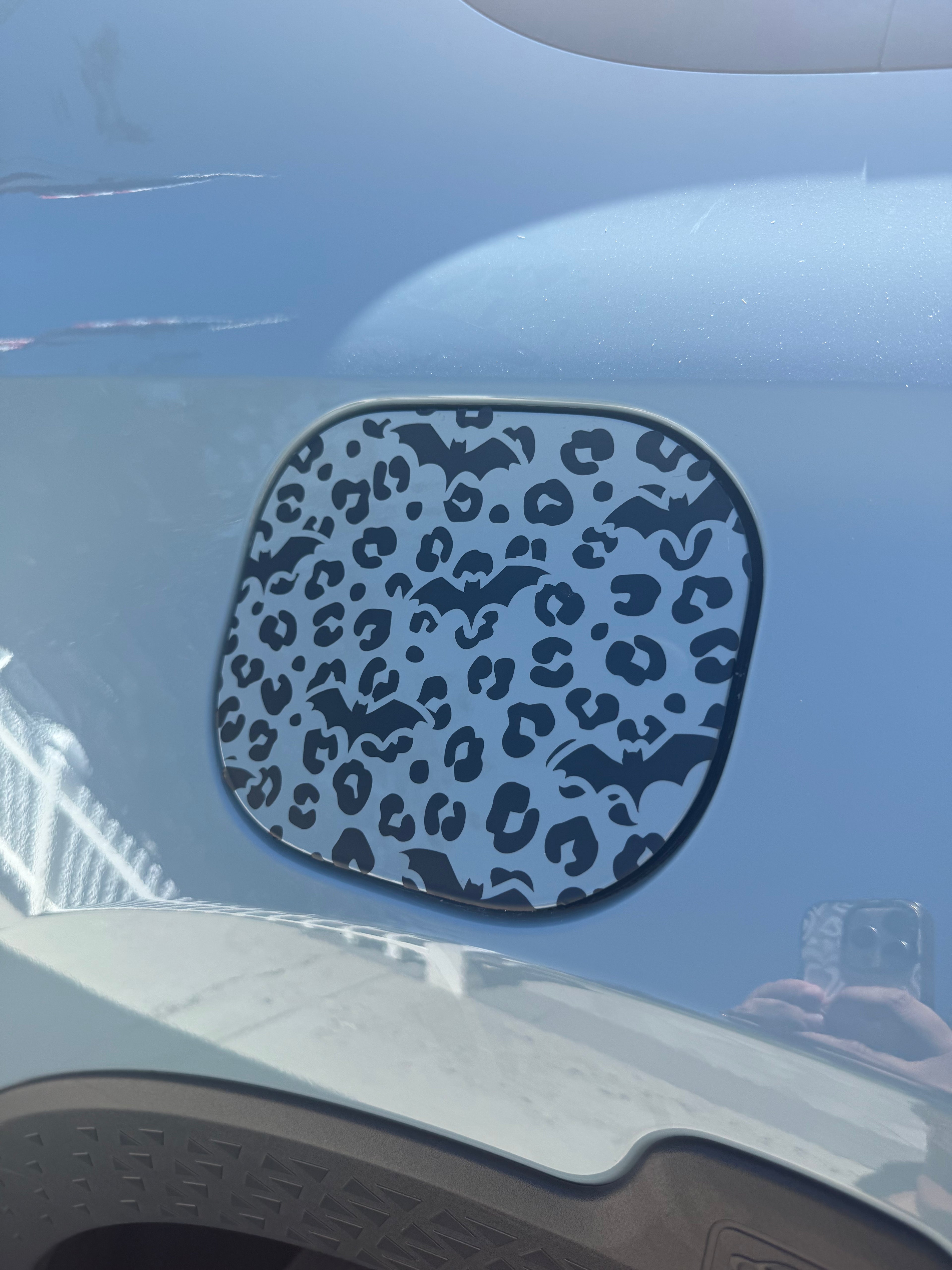 Leopard Print And Bats Gas Tank Door Car Decal