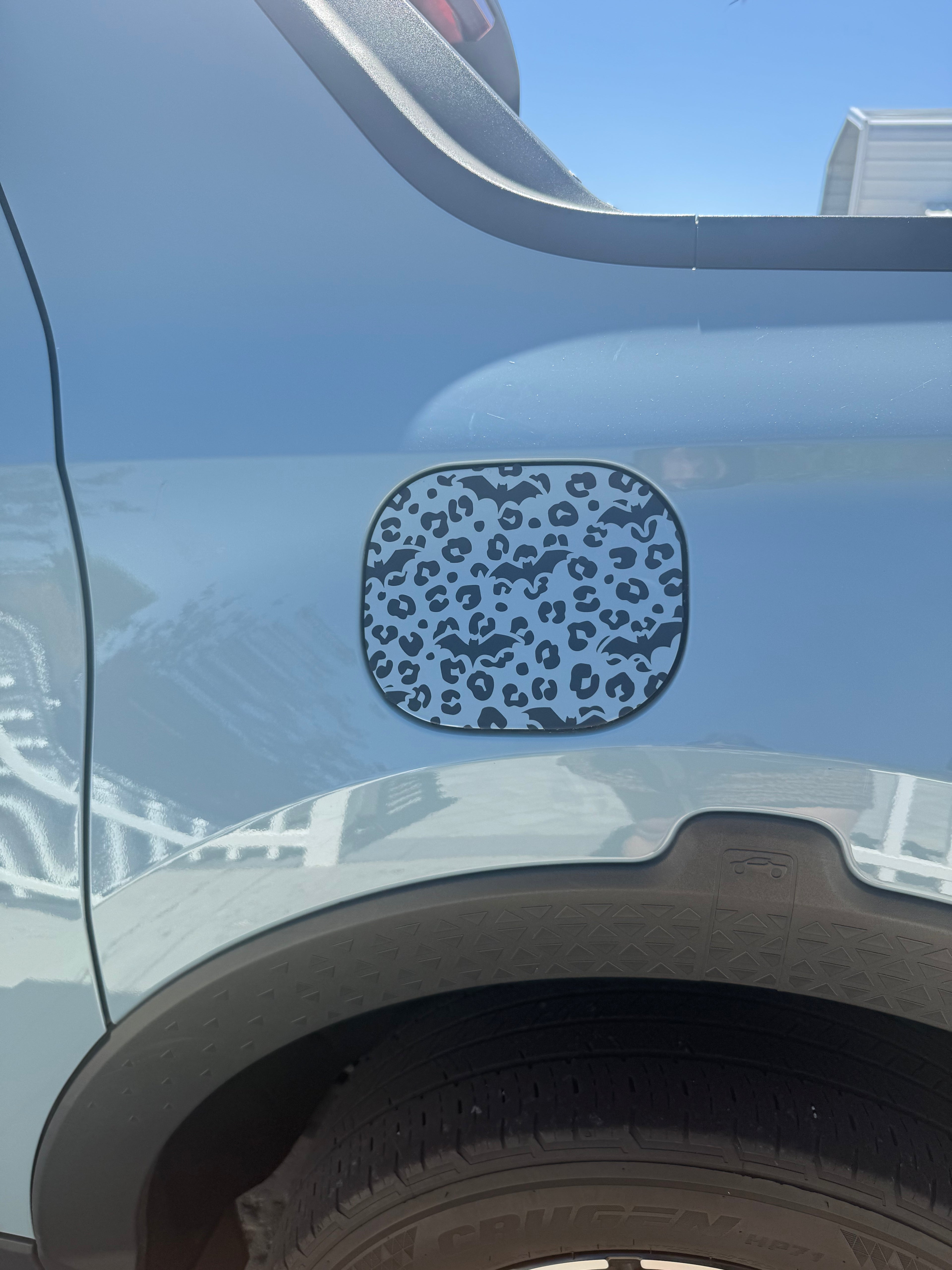 Leopard Print And Bats Gas Tank Door Car Decal