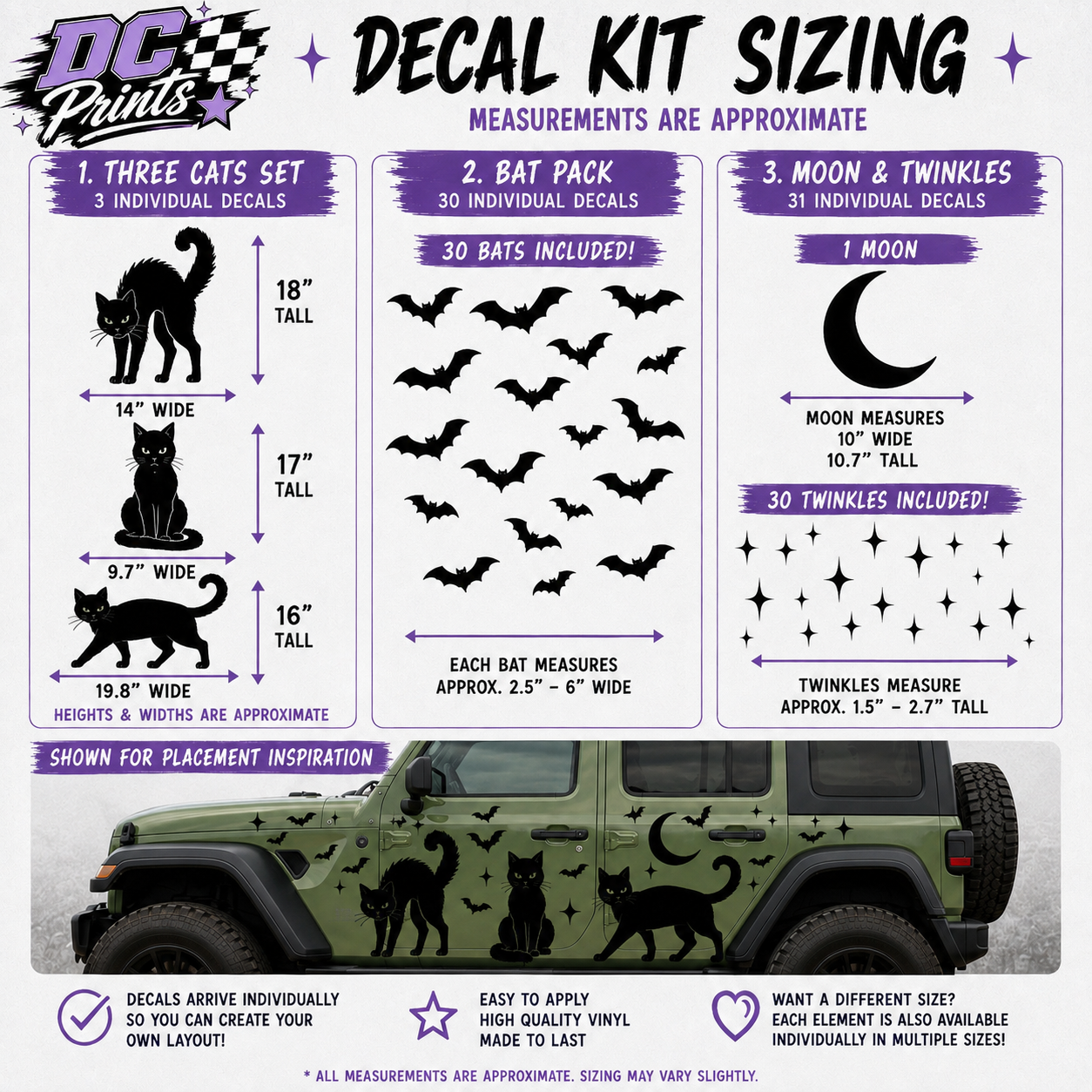 Black Cats Car Decal Kit