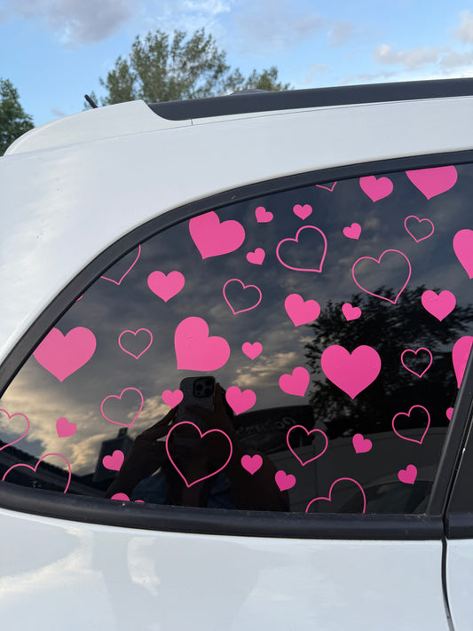 Hearts Full Coverage Car Window Decal