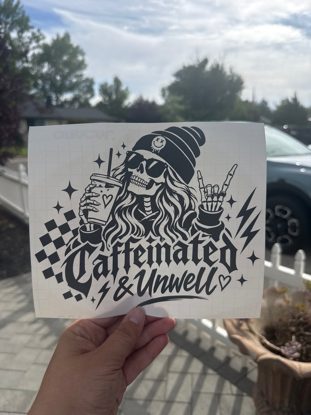 Caffeinated and Unwell Car Decal