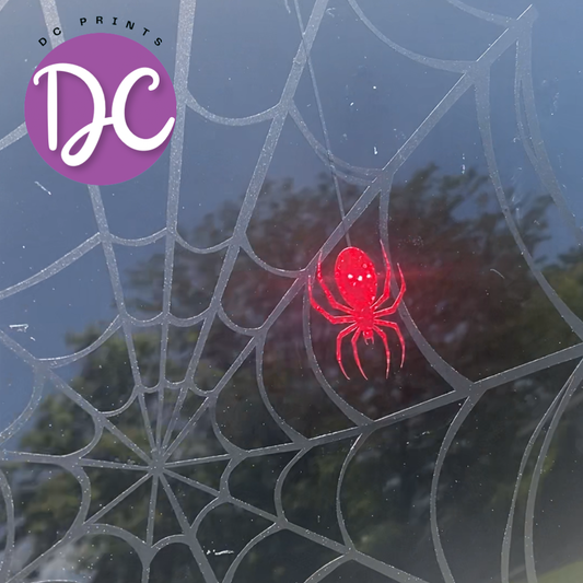 Spider Hanging On Web Car Window Decal