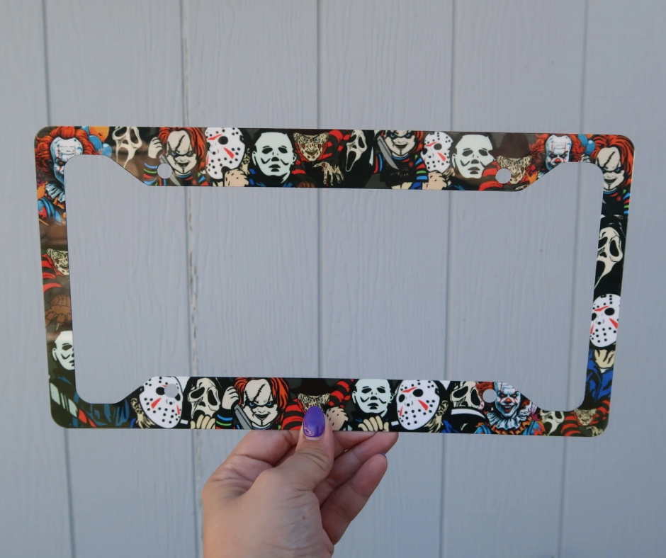Horror character license plate frame