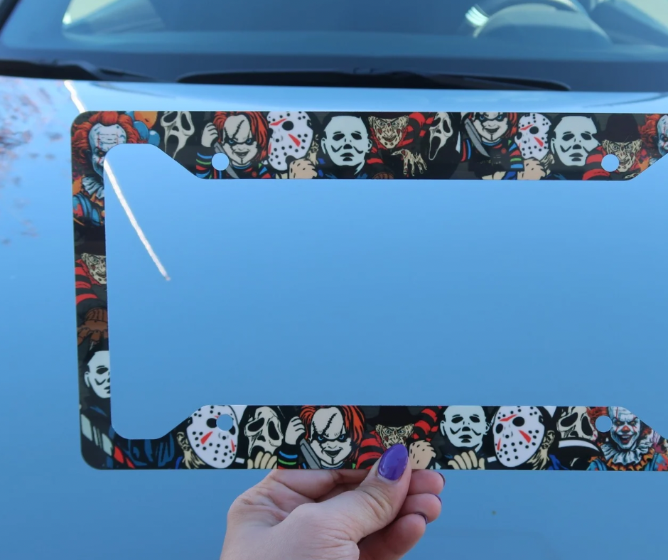 Horror character license plate frame