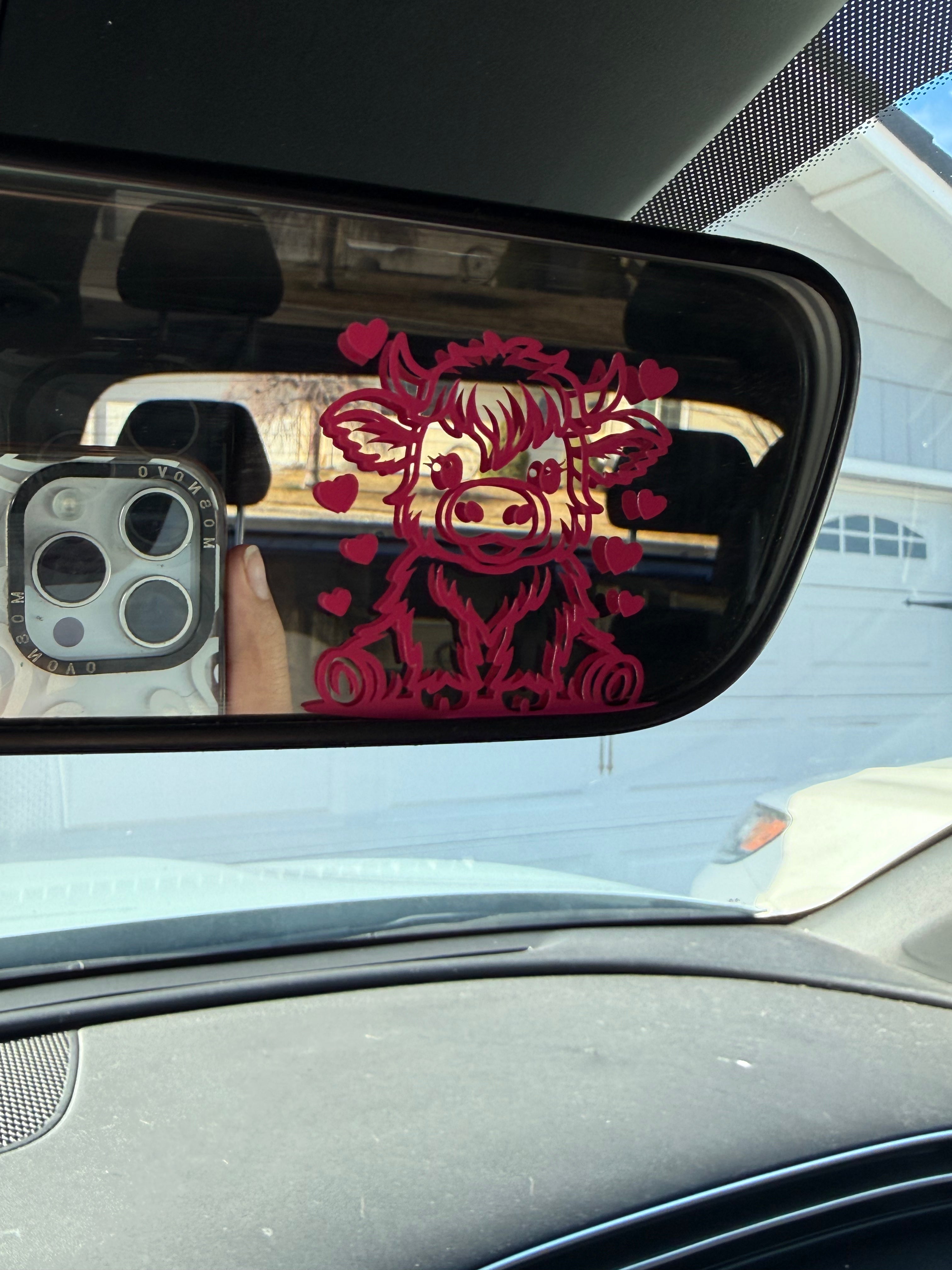 Highland Cow Rearview Mirror Car Decal (2 Pack)