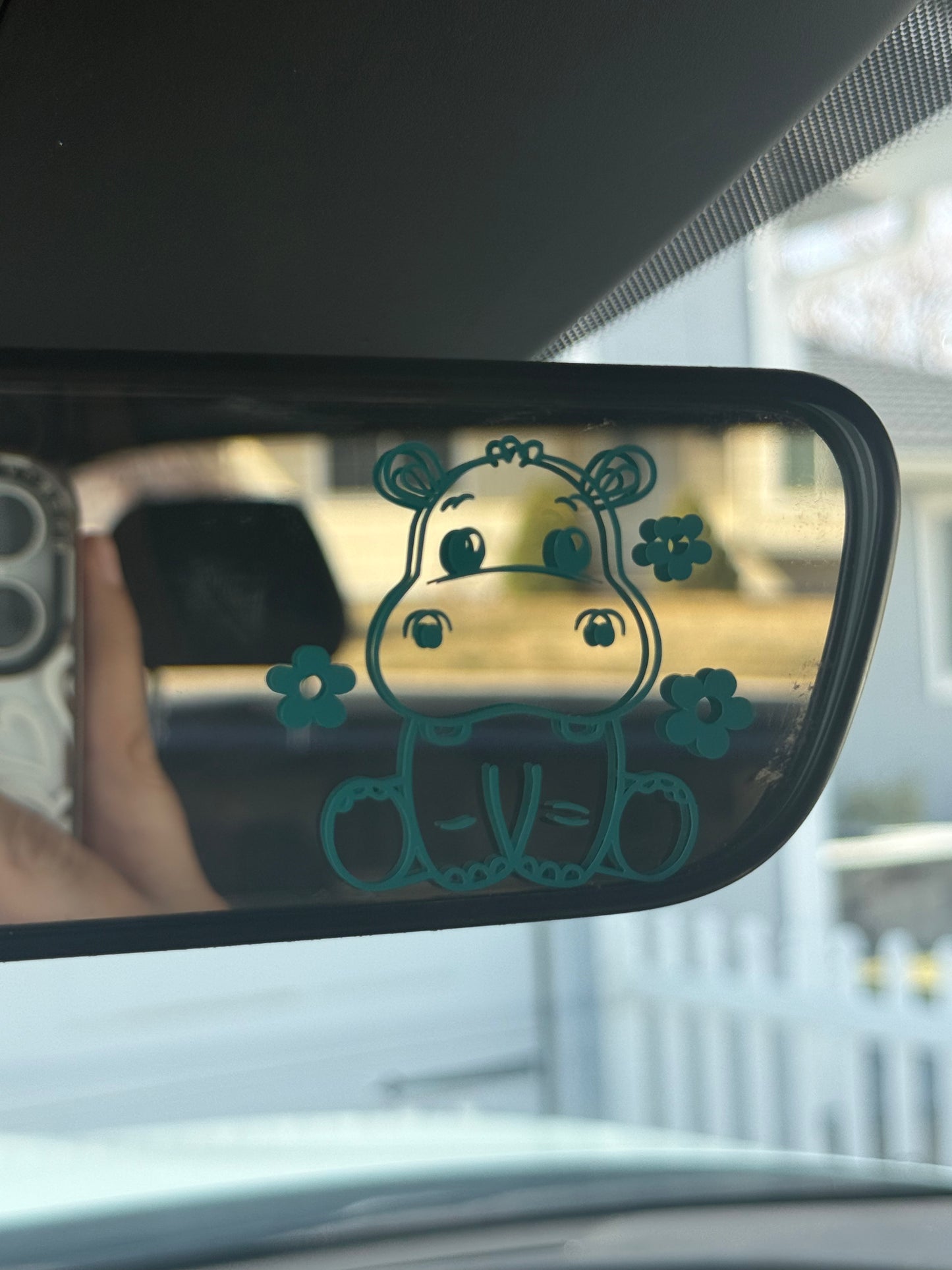 Hippo Rearview Mirror Car Decal (2 Pack)