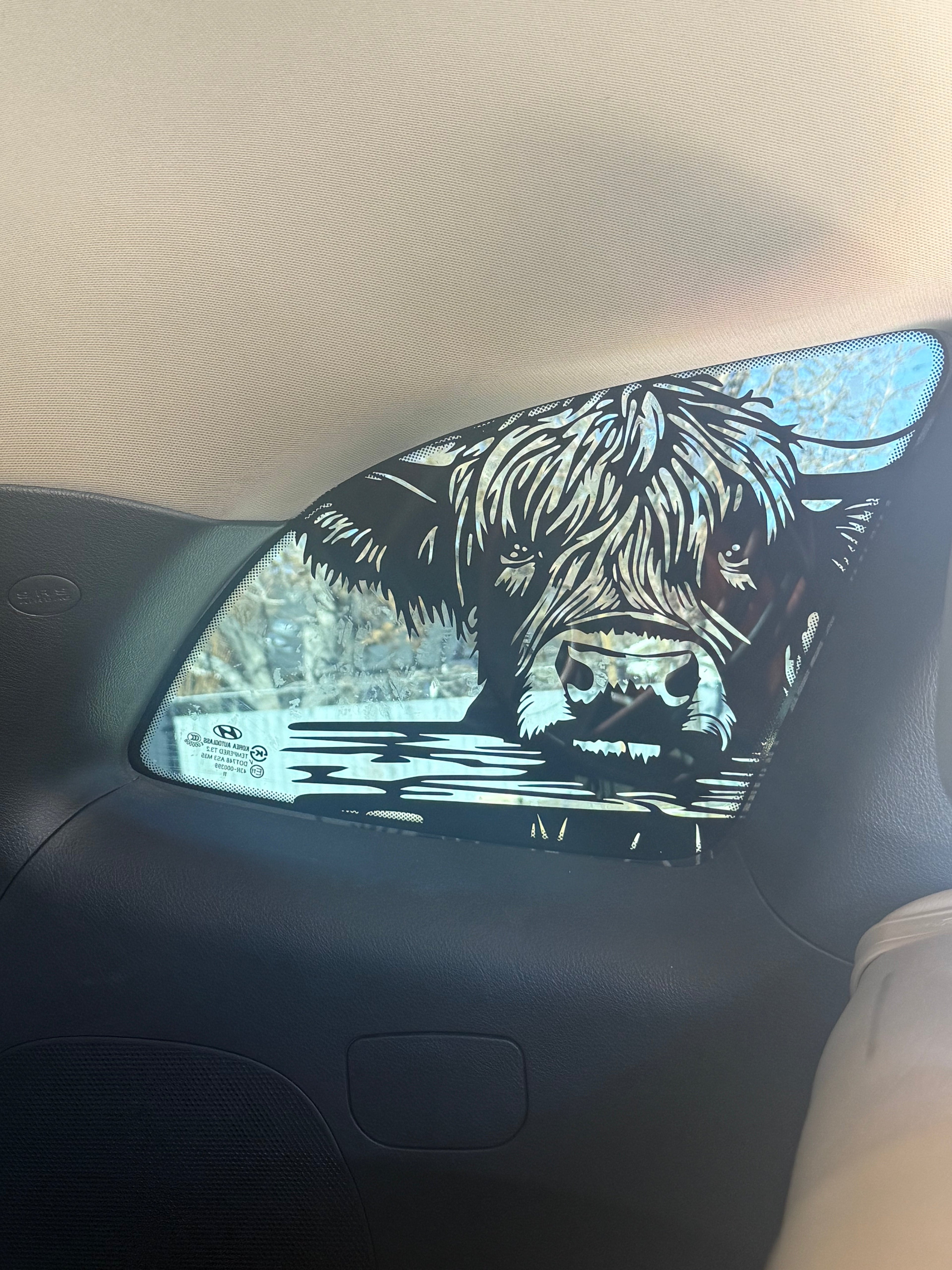 Highland Cow Full Coverage Car Window Decal