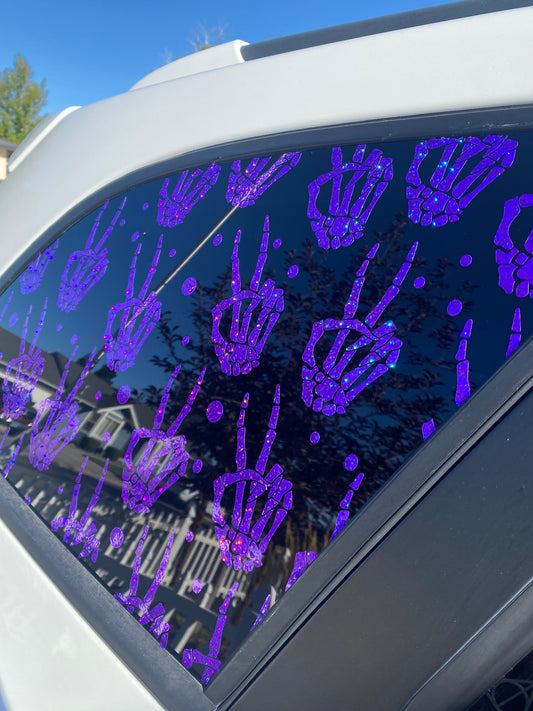 Skelly Peace Fingers Car Decal