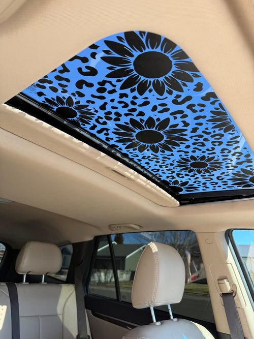 Sunflower Leopard Print Sun Roof Car Decal