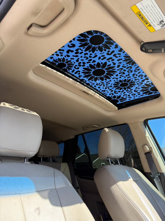 Sunflower Leopard Print Sun Roof Car Decal