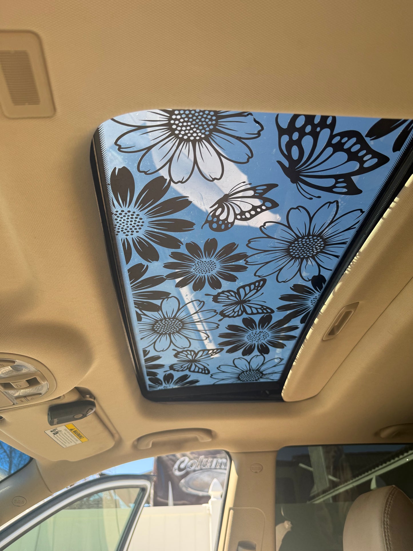 Butterfly and Daisy Sun Roof Car Decal