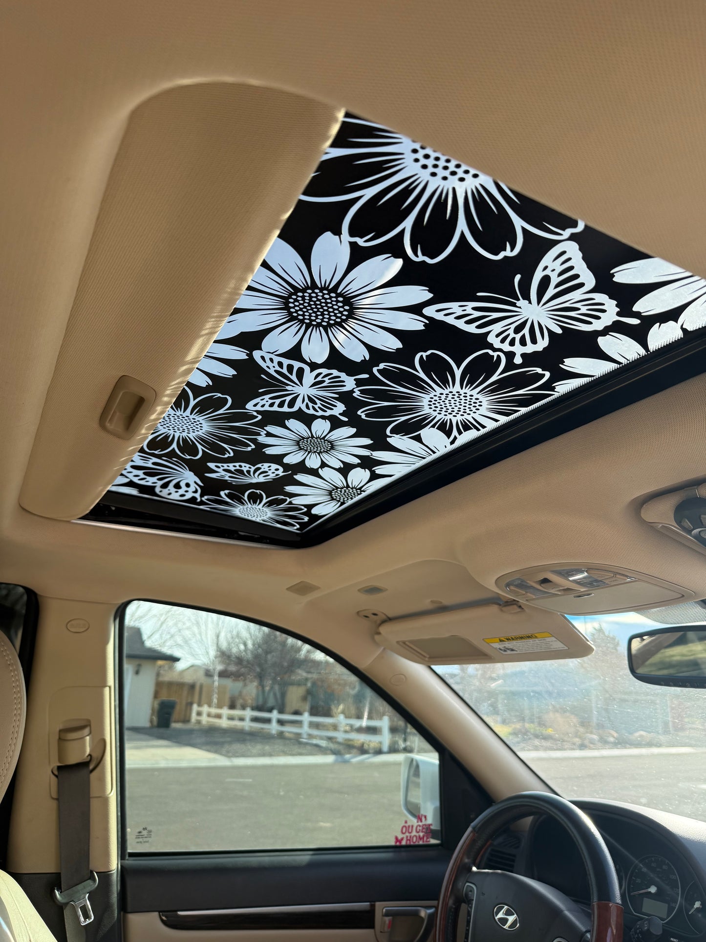 INVERTED Butterfly and Daisy Sun Roof Car Decal