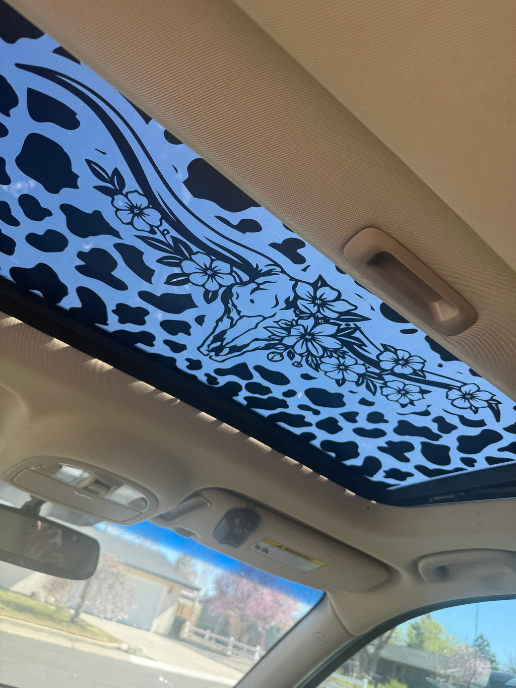 Long Horn Cow Print Sun Roof Car Decal