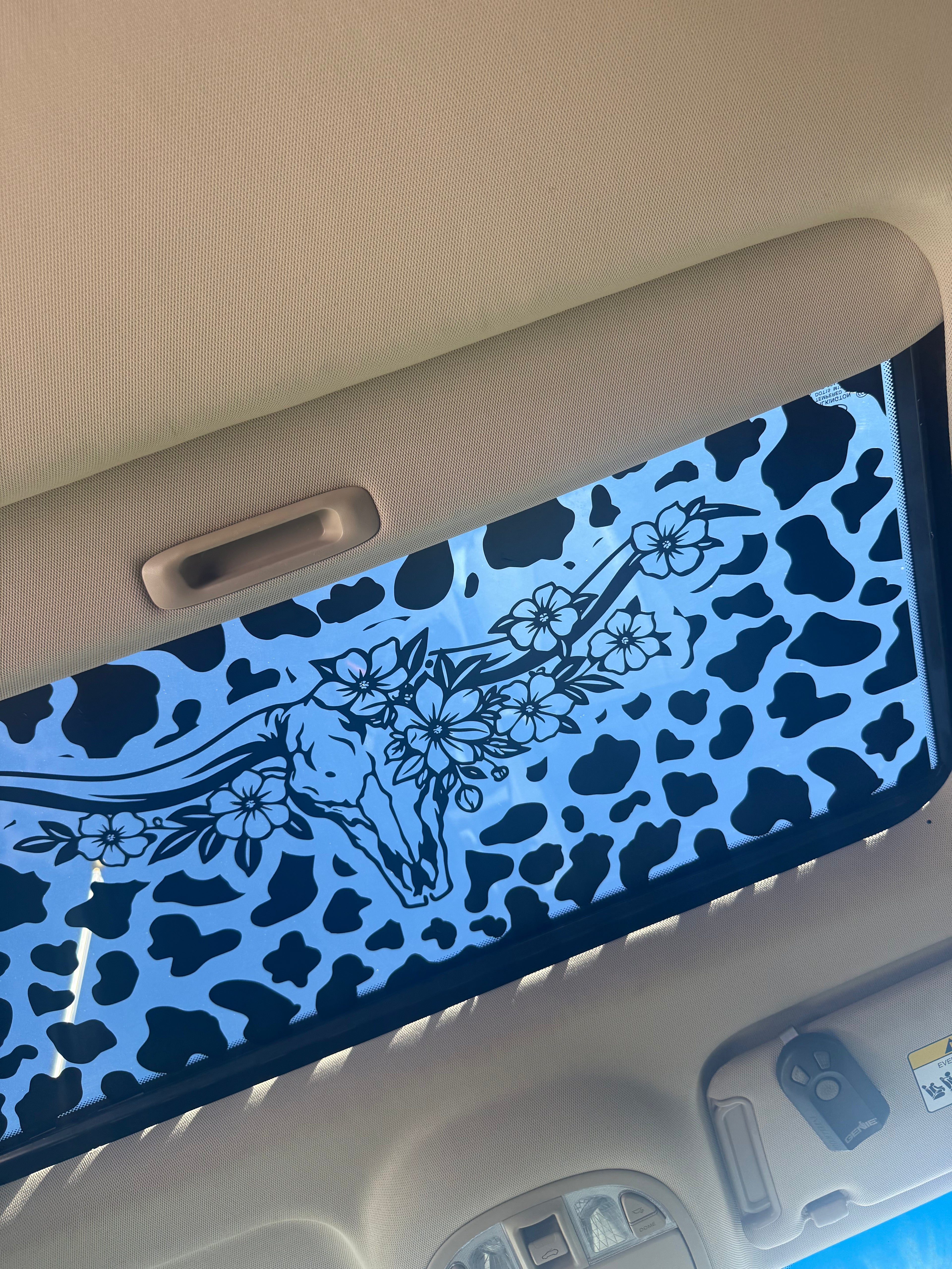 Long Horn Cow Print Sun Roof Car Decal