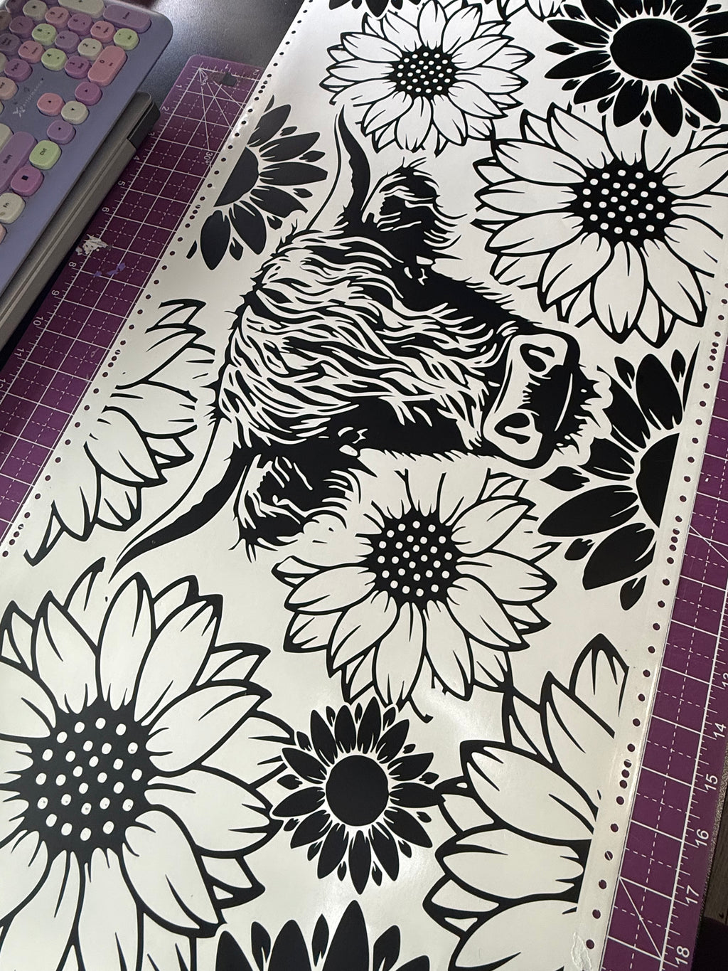 Highland Cow and Sunflowers Sun Roof Car Decal