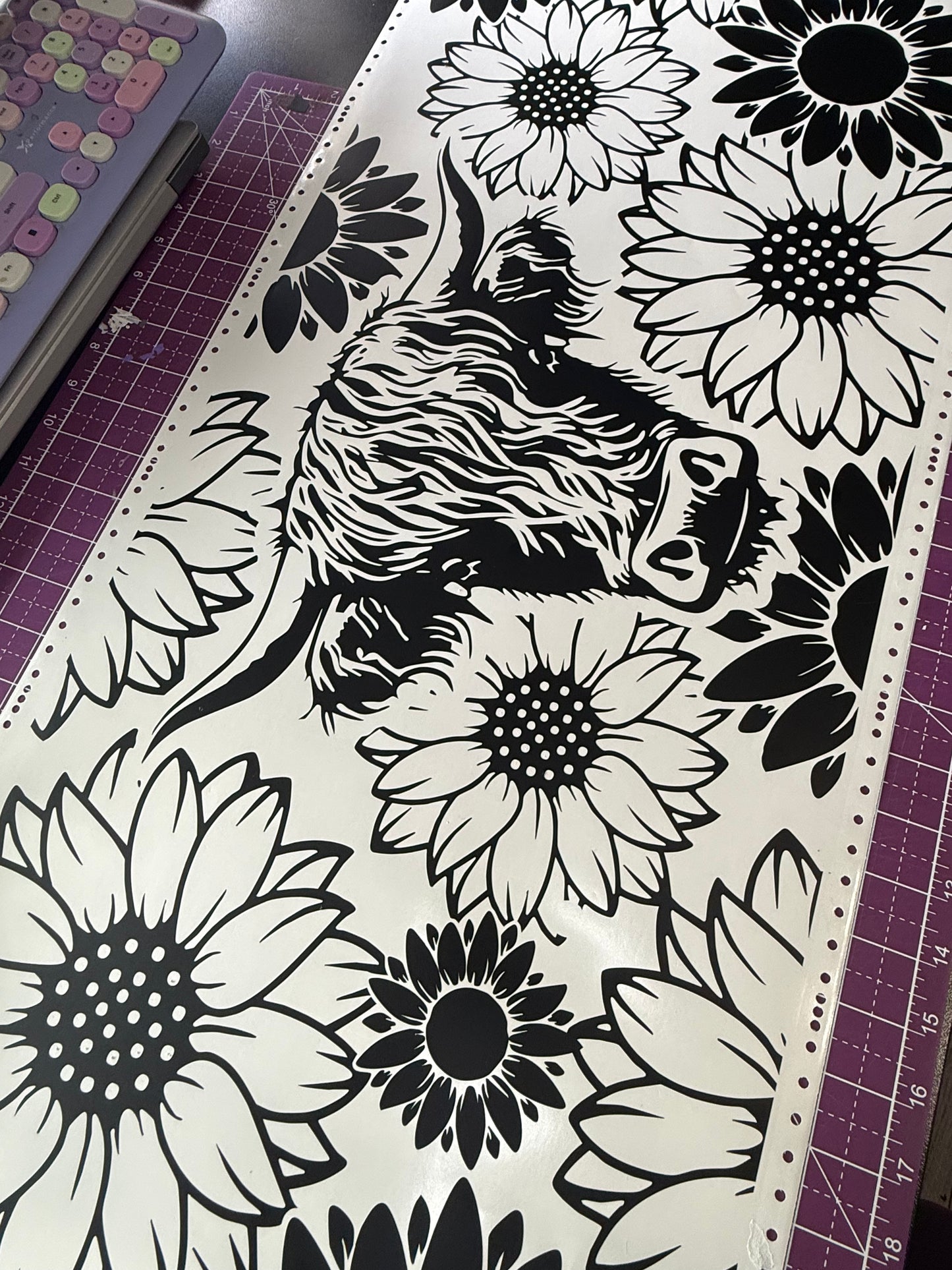 Highland Cow and Sunflowers Sun Roof Car Decal