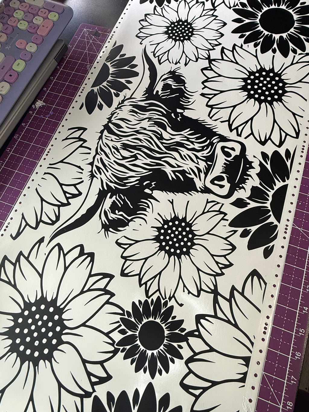 Highland Cow and Sunflowers Sun Roof Car Decal