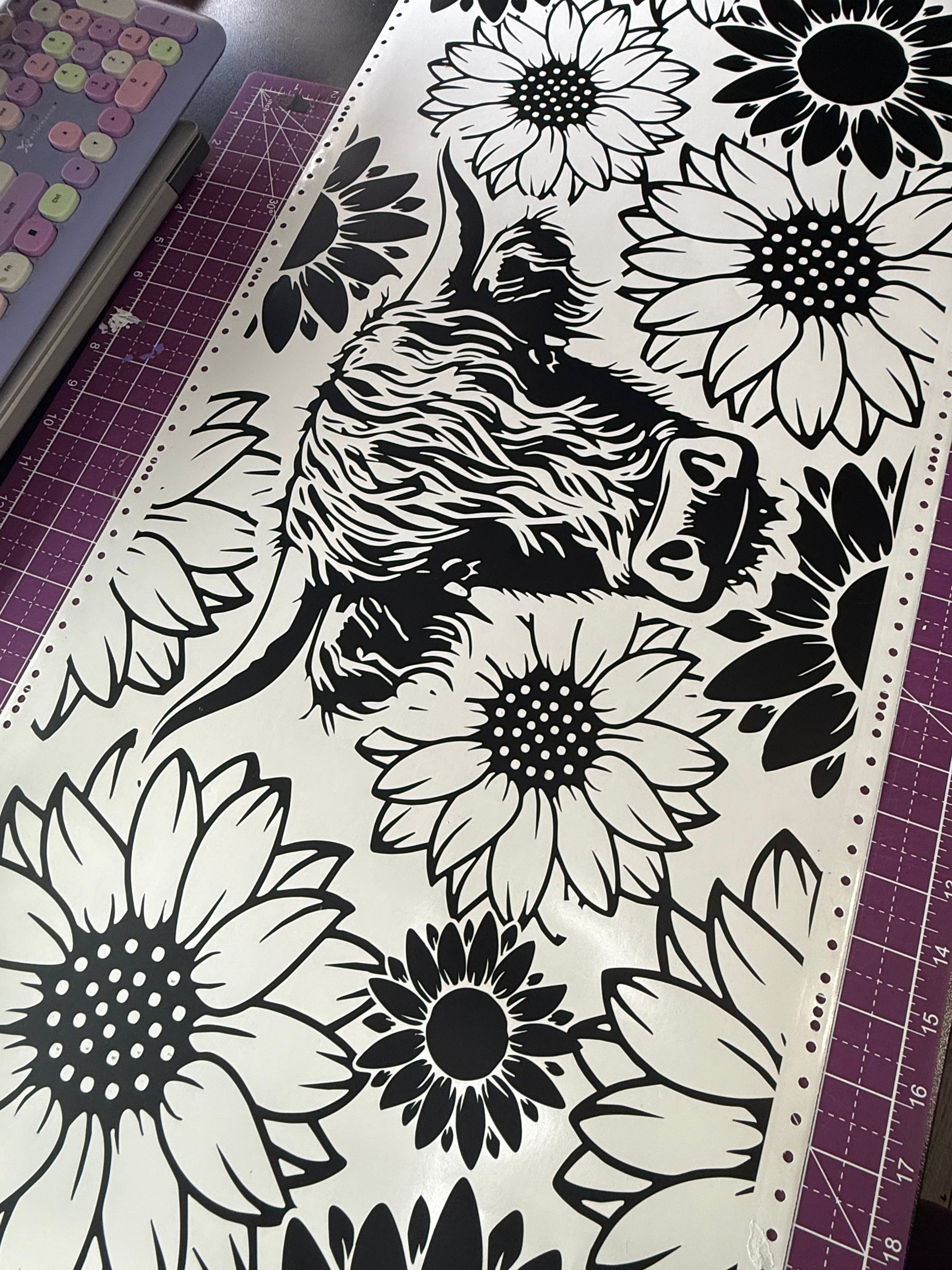 Highland Cow and Sunflowers Sun Roof Car Decal