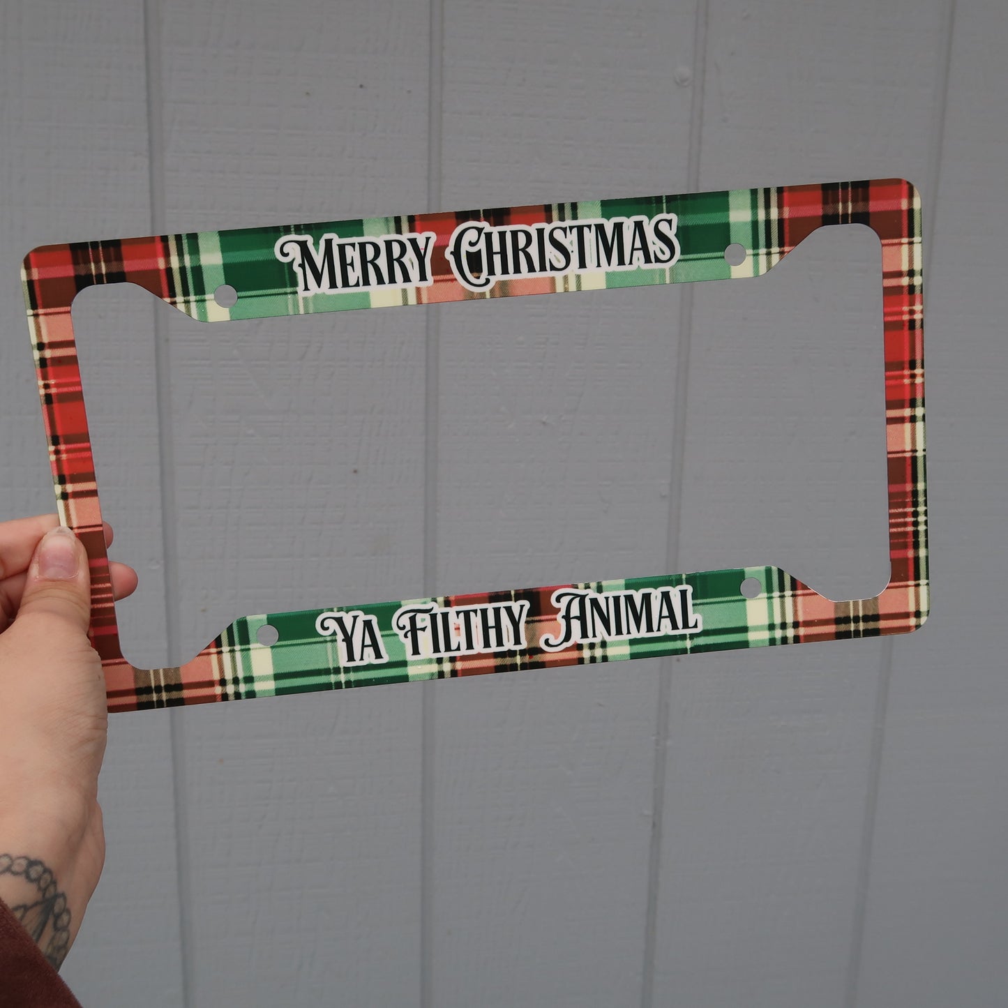 Merry Christmas Ya Filthy Animal license plate frame