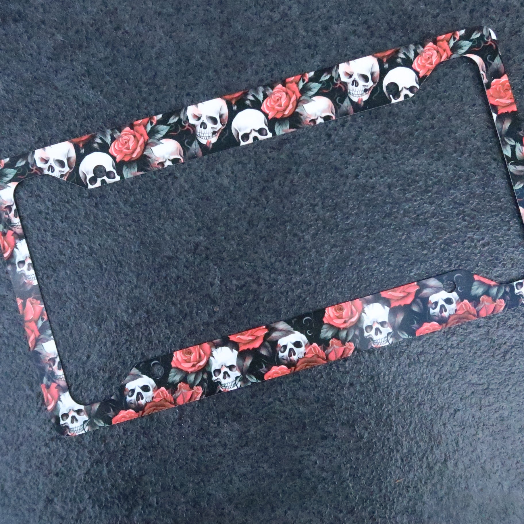 Rose Skull license plate frame