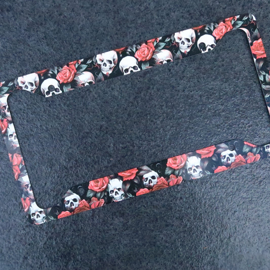 Rose Skull license plate frame