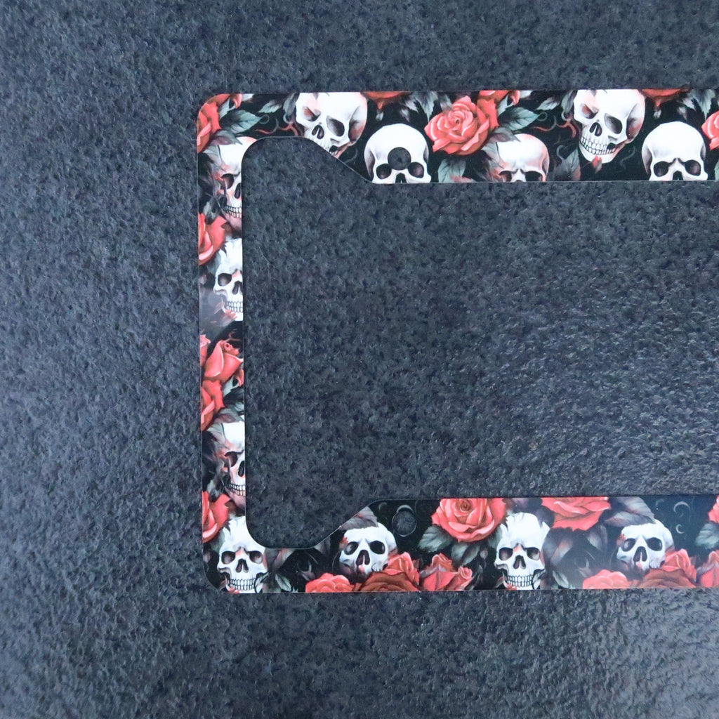 Rose Skull license plate frame