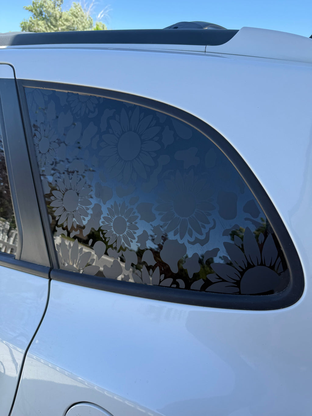 Sunflower Cow Print Full Coverage Car Window Decal