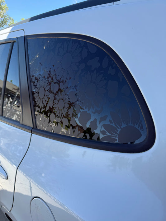 Sunflower Cow Print Full Coverage Car Window Decal