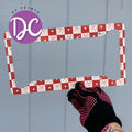 Checkered Hearts And Bows license plate frame