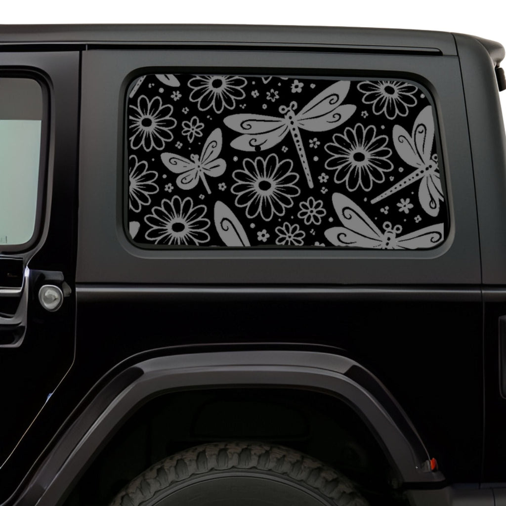 Dragonflies and Daisies Full Coverage Car Window Decal