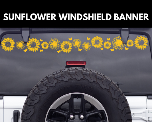 Sunflower And Butterfly Car Decal For Back Windshield Banner