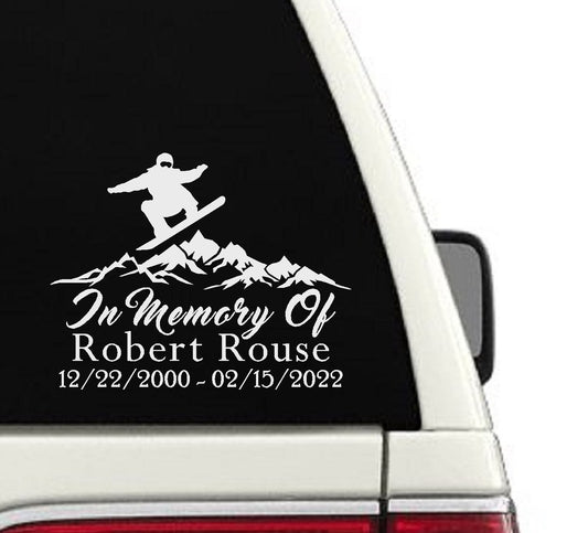 Snowboarder Personalized Memorial Car Decal