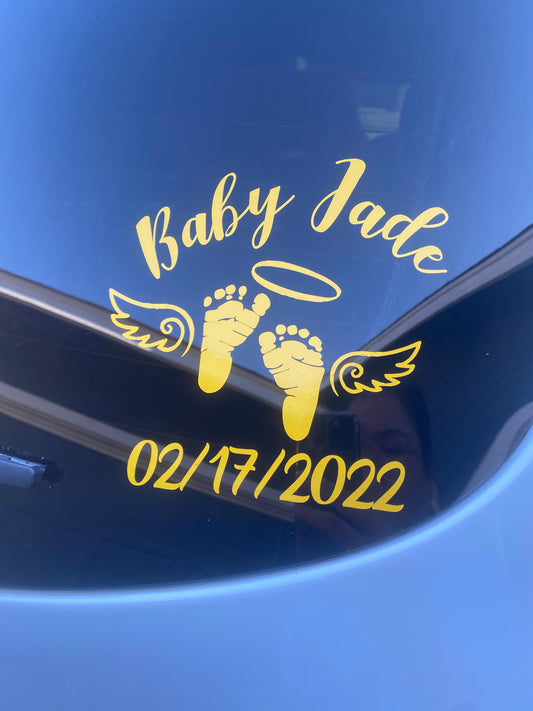 Baby Foot Prints Personalized Memorial Car Decal